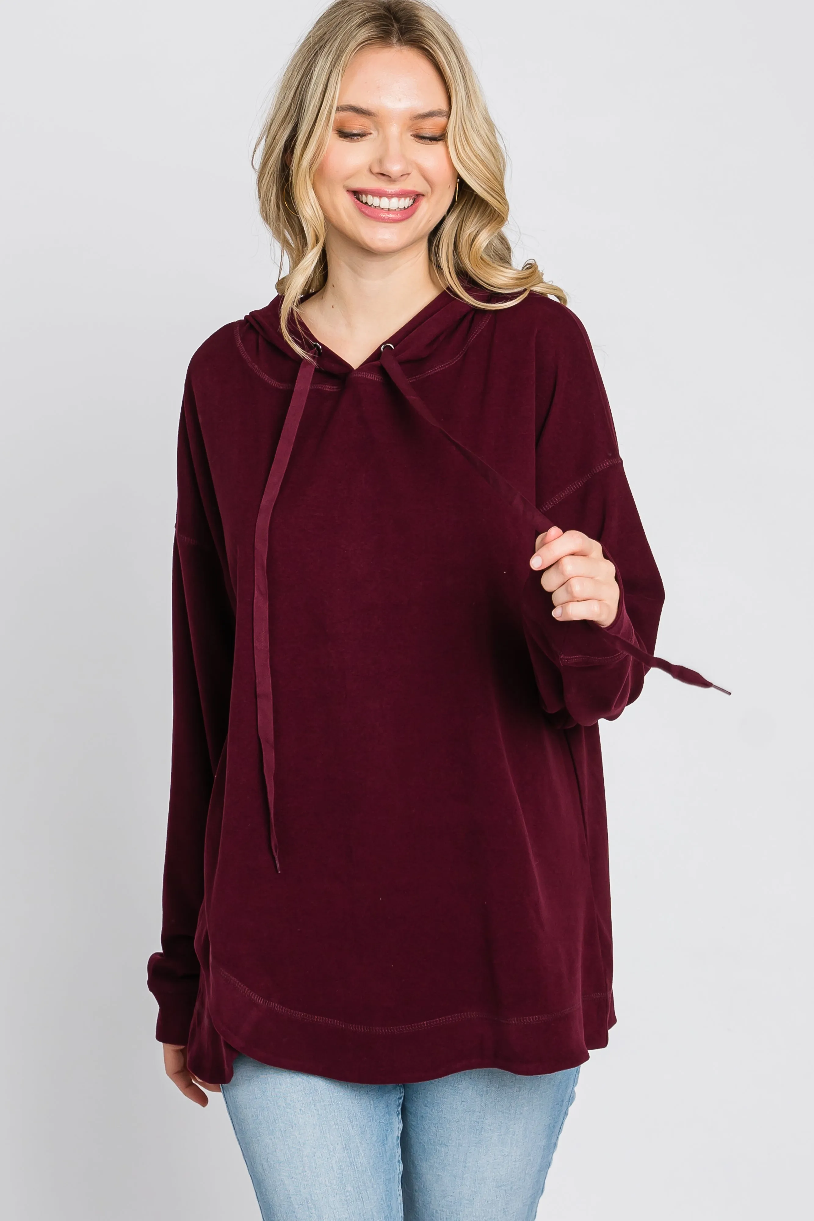 Burgundy Soft Brushed Hooded Top sold by Pinkblush product image thumbnail 3