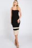 Black Colorblock Knit Fitted Midi Dress sold by Pinkblush