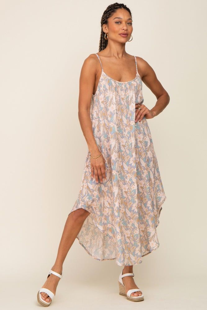 Blue Floral Round Hem Midi Dress sold by Pinkblush product image thumbnail 4