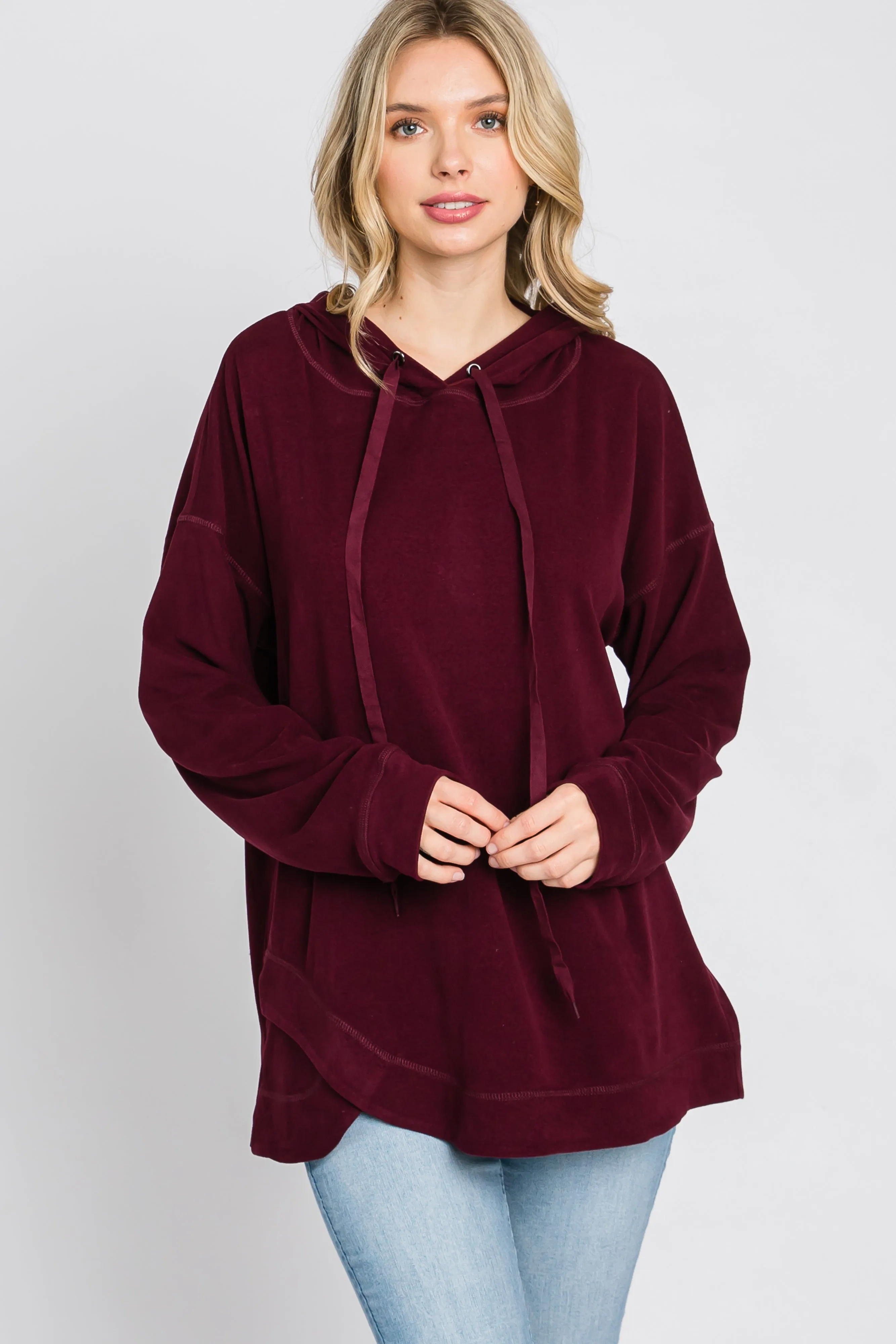 Burgundy Soft Brushed Hooded Top sold by Pinkblush product image thumbnail 4