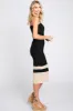 Black Colorblock Knit Fitted Midi Dress sold by Pinkblush