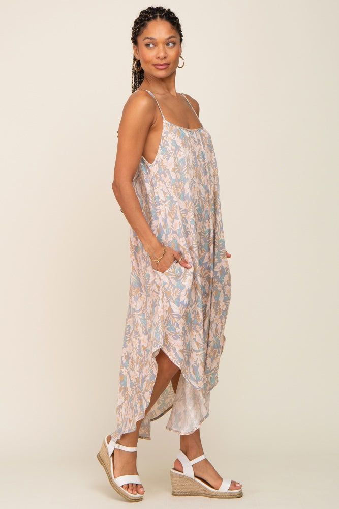 Blue Floral Round Hem Midi Dress sold by Pinkblush product image thumbnail 2
