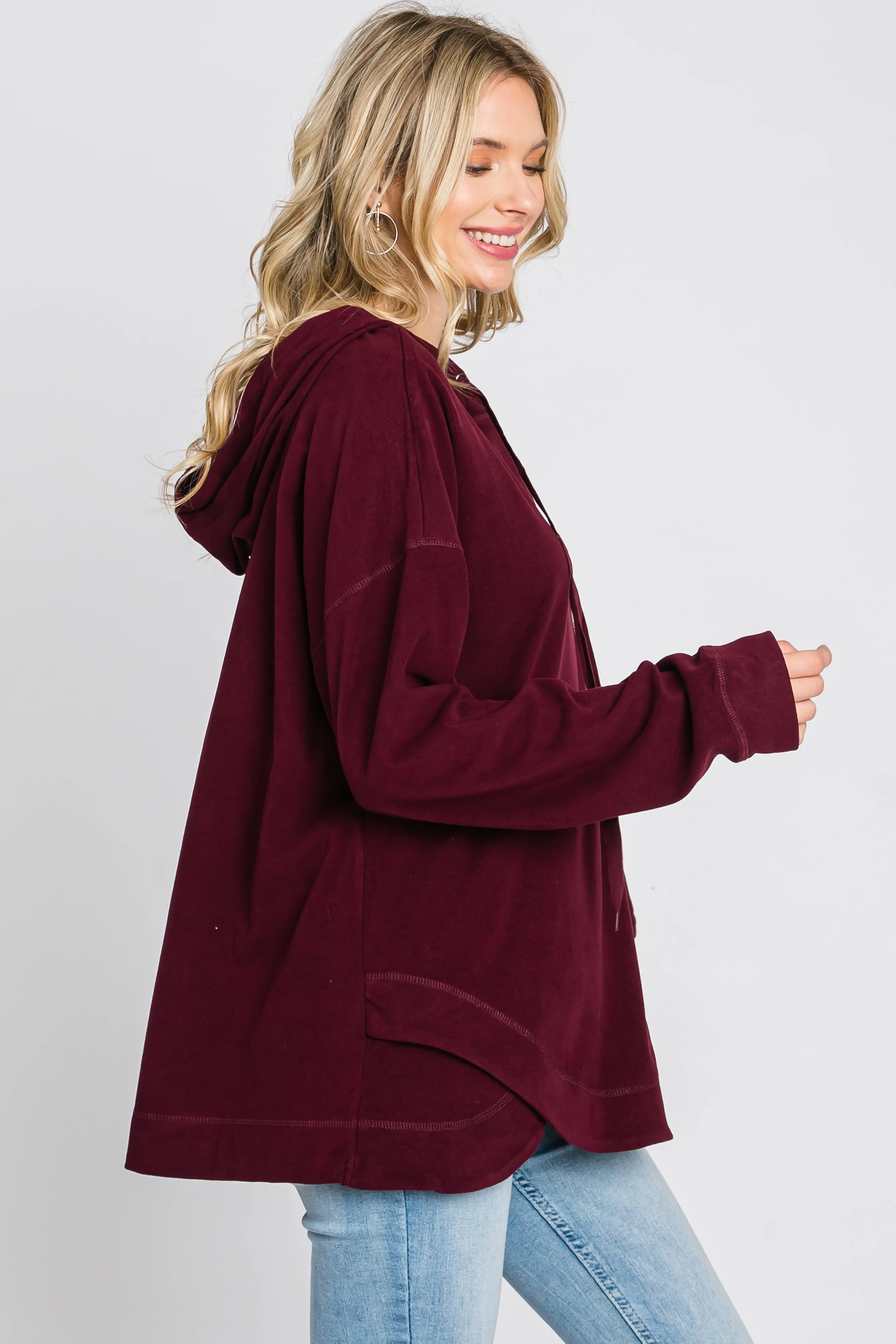Burgundy Soft Brushed Hooded Top sold by Pinkblush product image thumbnail 5