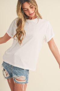 White Short Sleeve Top sold by Pinkblush