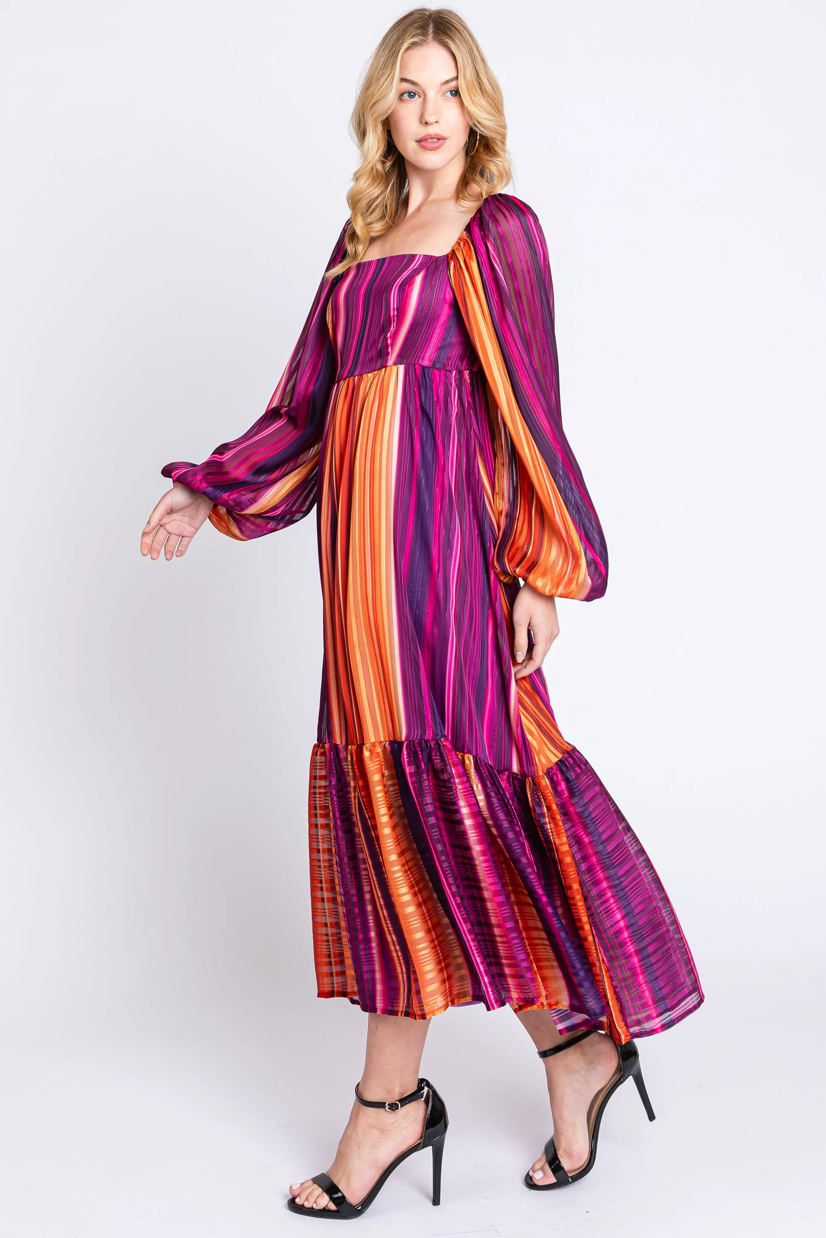 Plum Striped Midi Dress sold by Pinkblush