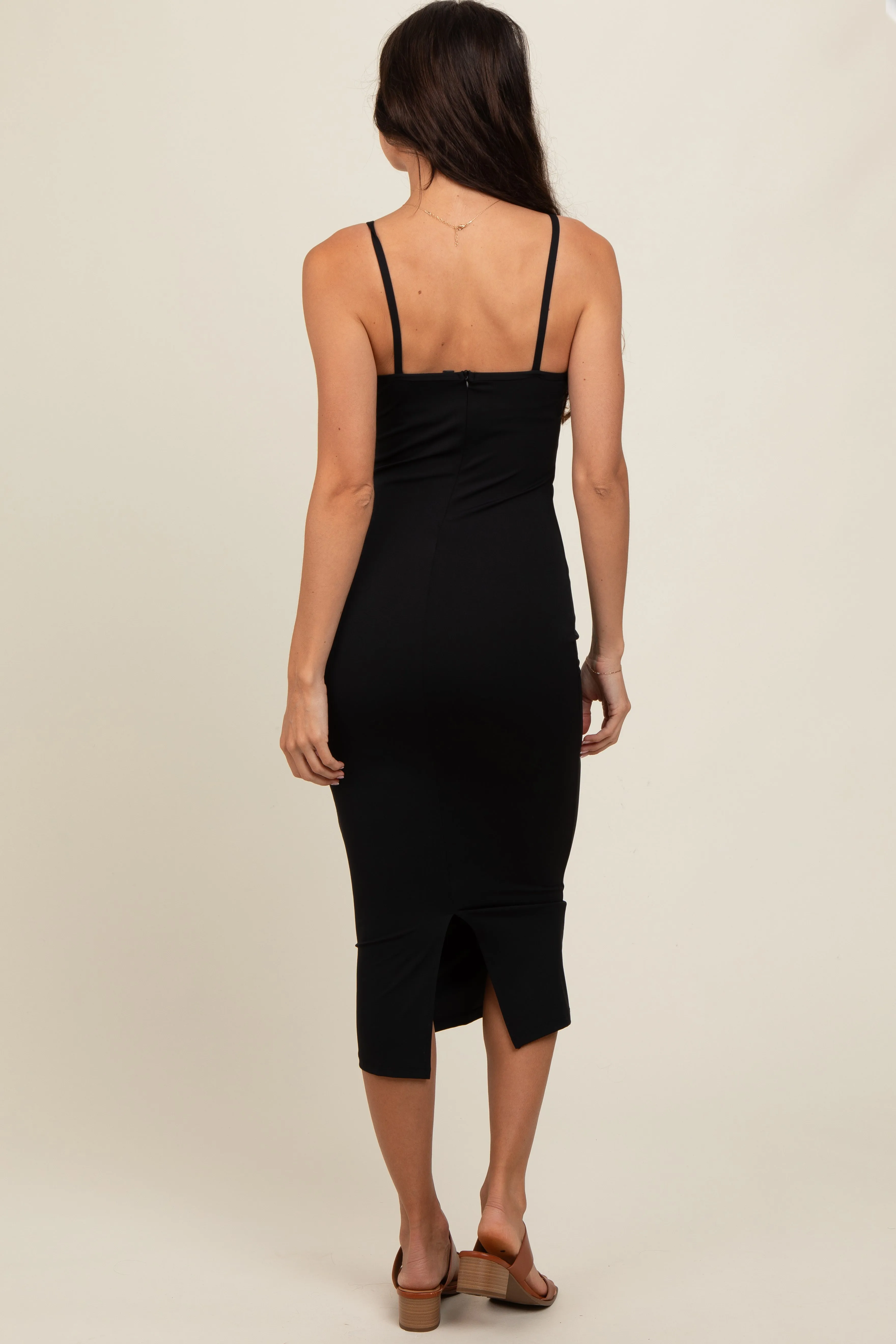 Black Fitted Sleeveless Midi Dress sold by Pinkblush product image thumbnail 4