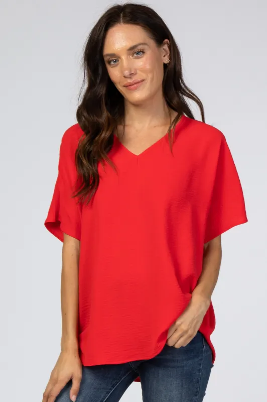 Red Short Sleeve Blouse sold by Pinkblush