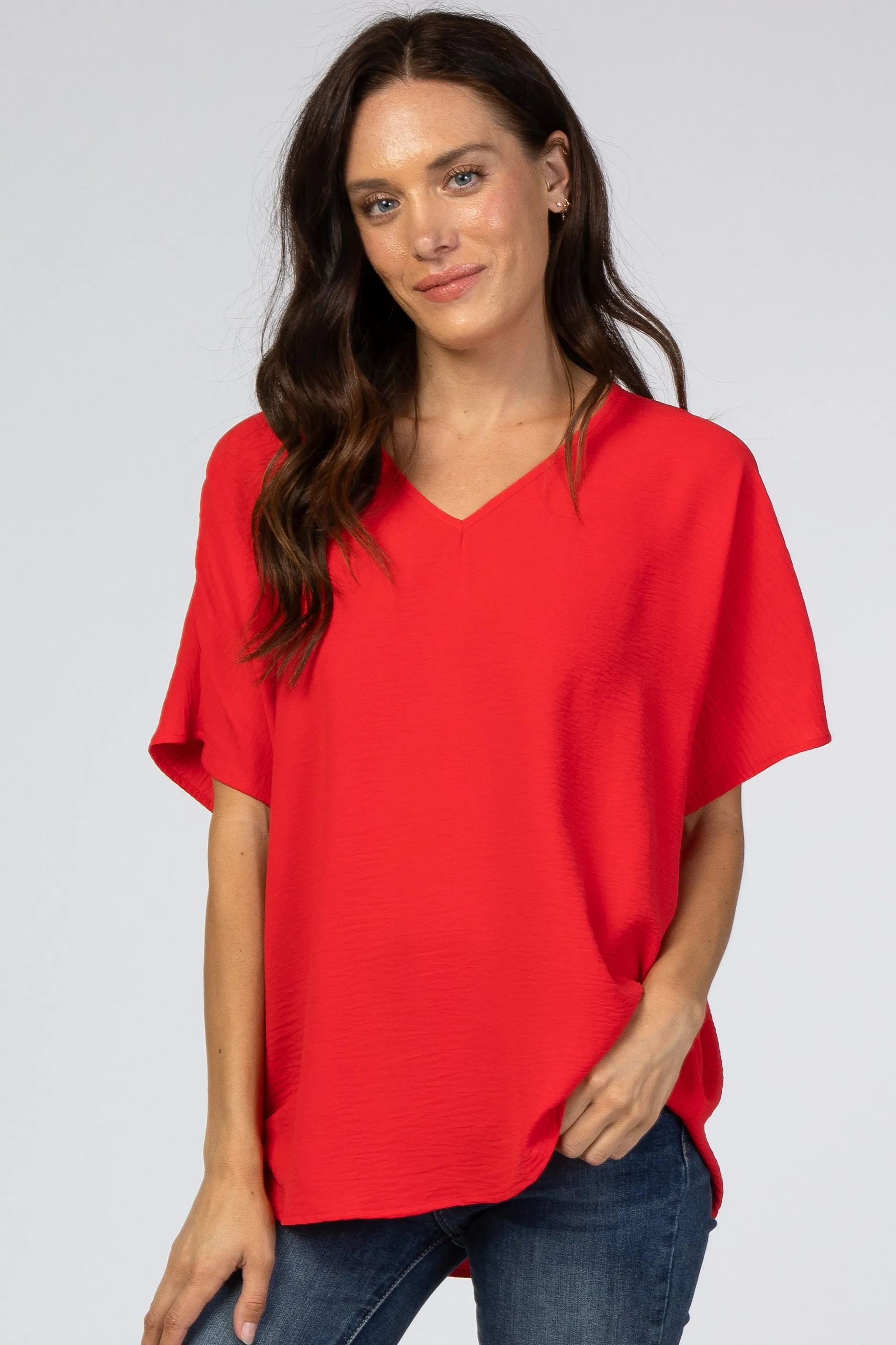 Red Short Sleeve Blouse sold by Pinkblush