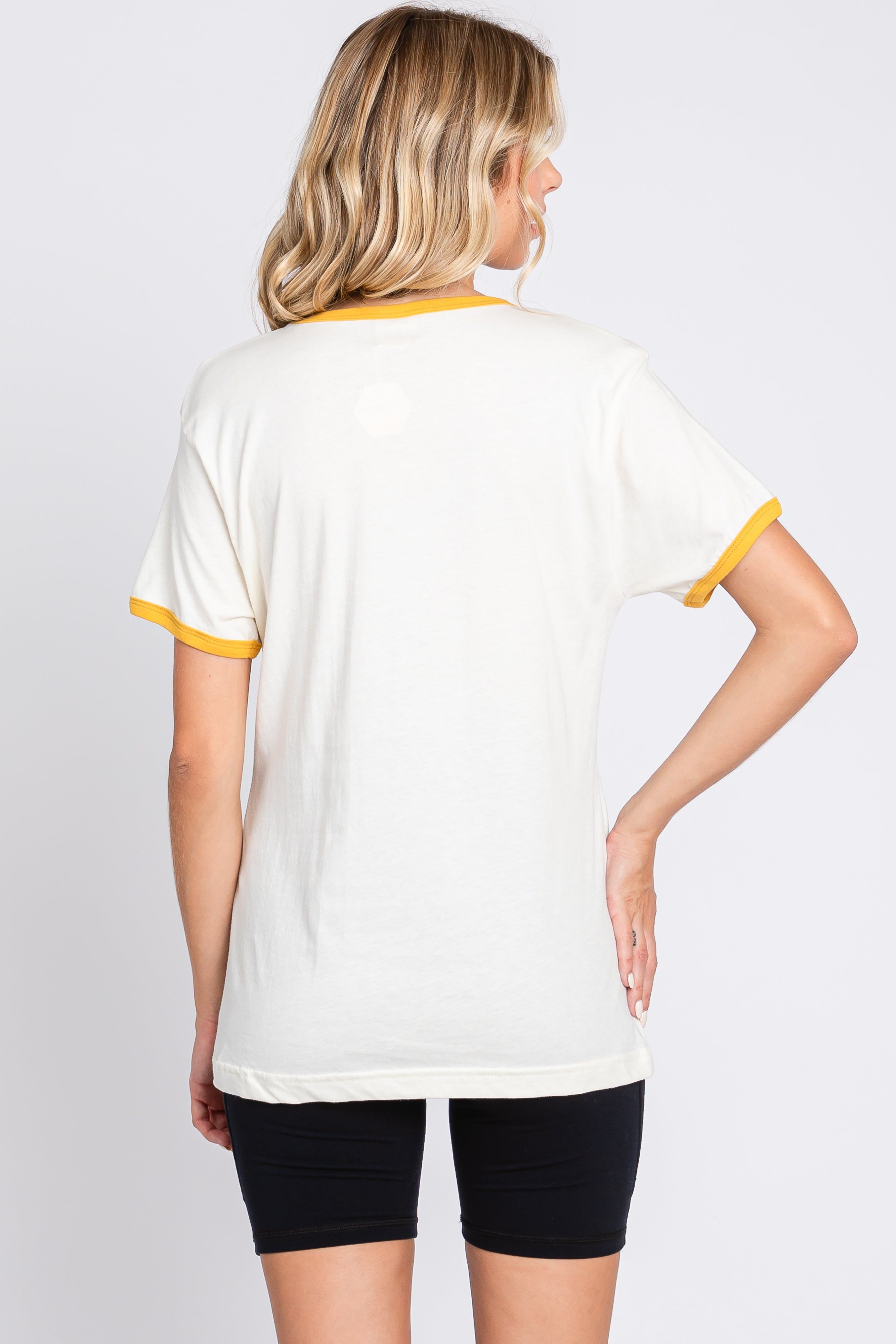 Mustard Cream Short Sleeve Ringer Tee sold by Pinkblush product image thumbnail 3