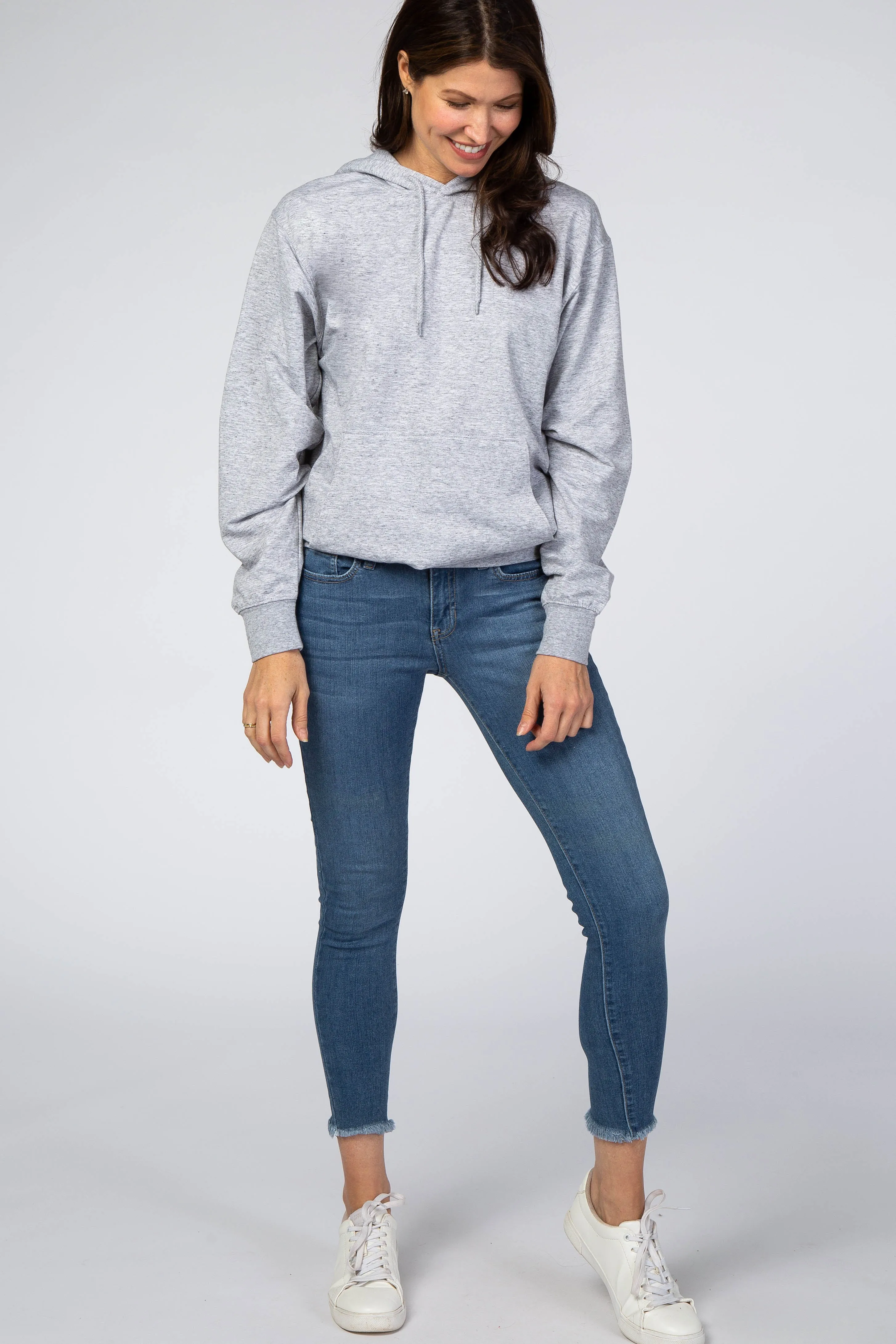 Heather Grey Basic Hooded Sweatshirt sold by Pinkblush product image thumbnail 4