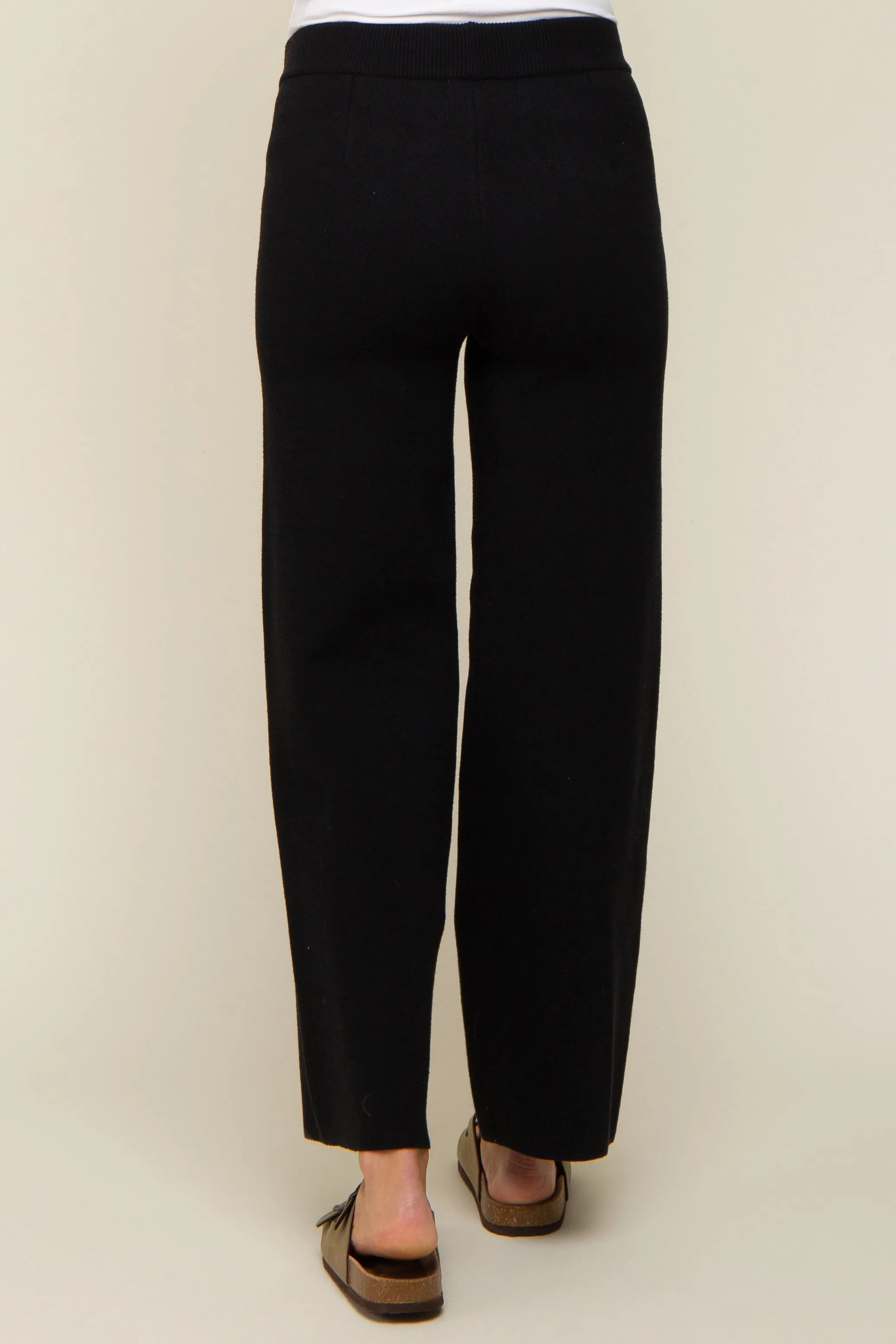 Black Front Seam Sweater Knit Drawstring Maternity Pants sold by Pinkblush product image thumbnail 4