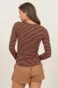 Brown Long Sleeve Striped Top sold by Pinkblush