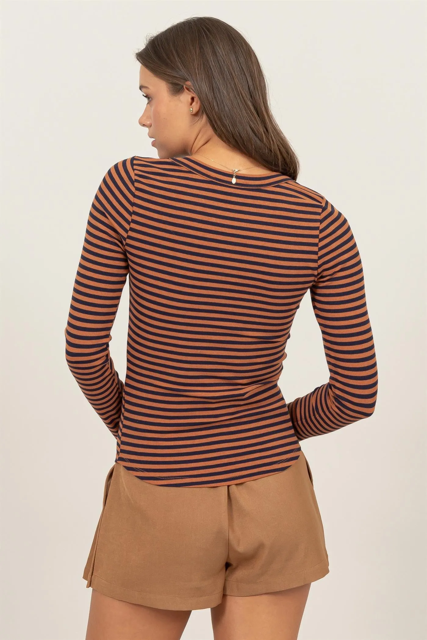 Brown Long Sleeve Striped Top sold by Pinkblush product image thumbnail 5