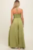 Lime Smocked Drawstring Halter Side Cutout Maternity Jumpsuit sold by Pinkblush