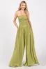 Lime Smocked Drawstring Halter Side Cutout Maternity Jumpsuit sold by Pinkblush