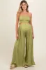 Lime Smocked Drawstring Halter Side Cutout Maternity Jumpsuit sold by Pinkblush