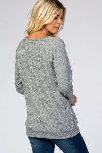 Grey Soft Knit Long Sleeve Top sold by Pinkblush
