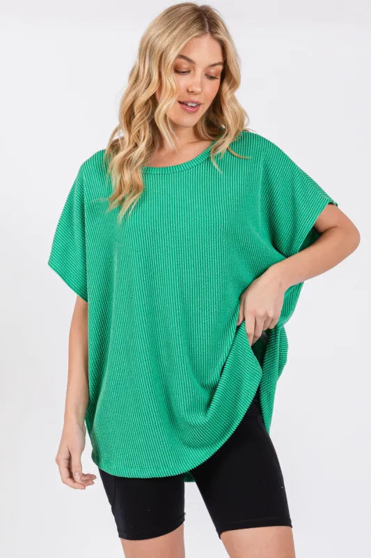 Green Ribbed Cutout Back Top sold by Pinkblush