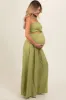 Lime Smocked Drawstring Halter Side Cutout Maternity Jumpsuit sold by Pinkblush