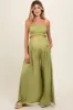 Lime Smocked Drawstring Halter Side Cutout Maternity Jumpsuit sold by Pinkblush