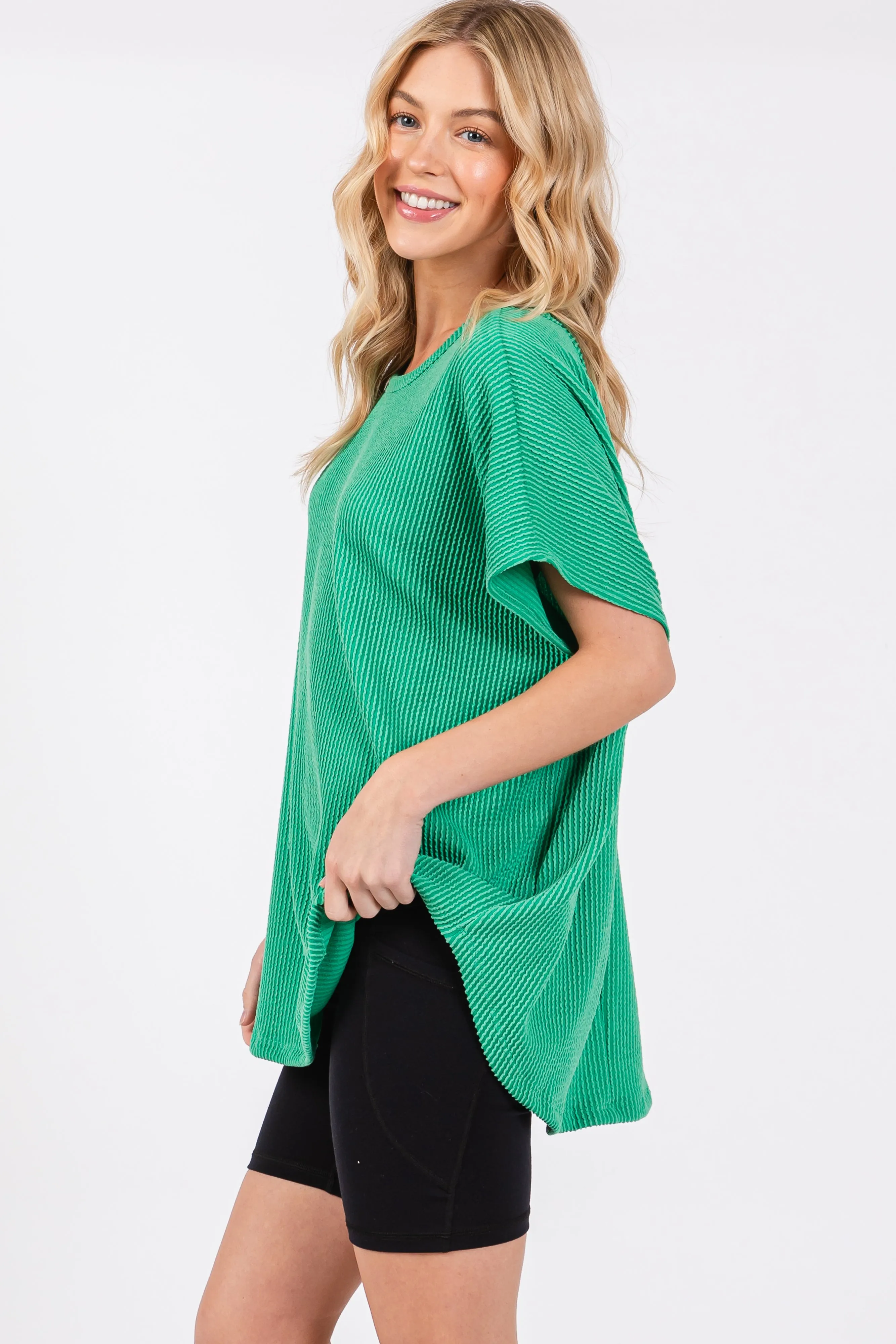 Green Ribbed Cutout Back Top sold by Pinkblush product image thumbnail 2