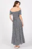 Black Floral Smocked Fitted Sleeve Side Slit Maxi Dress sold by Pinkblush