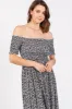 Black Floral Smocked Fitted Sleeve Side Slit Maxi Dress sold by Pinkblush