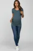 Teal V-Neck Ruched Side Maternity Top sold by Pinkblush