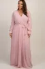 Light Pink Chiffon Long Sleeve Pleated Plus Maxi Dress sold by Pinkblush