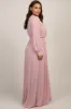 Light Pink Chiffon Long Sleeve Pleated Plus Maxi Dress sold by Pinkblush