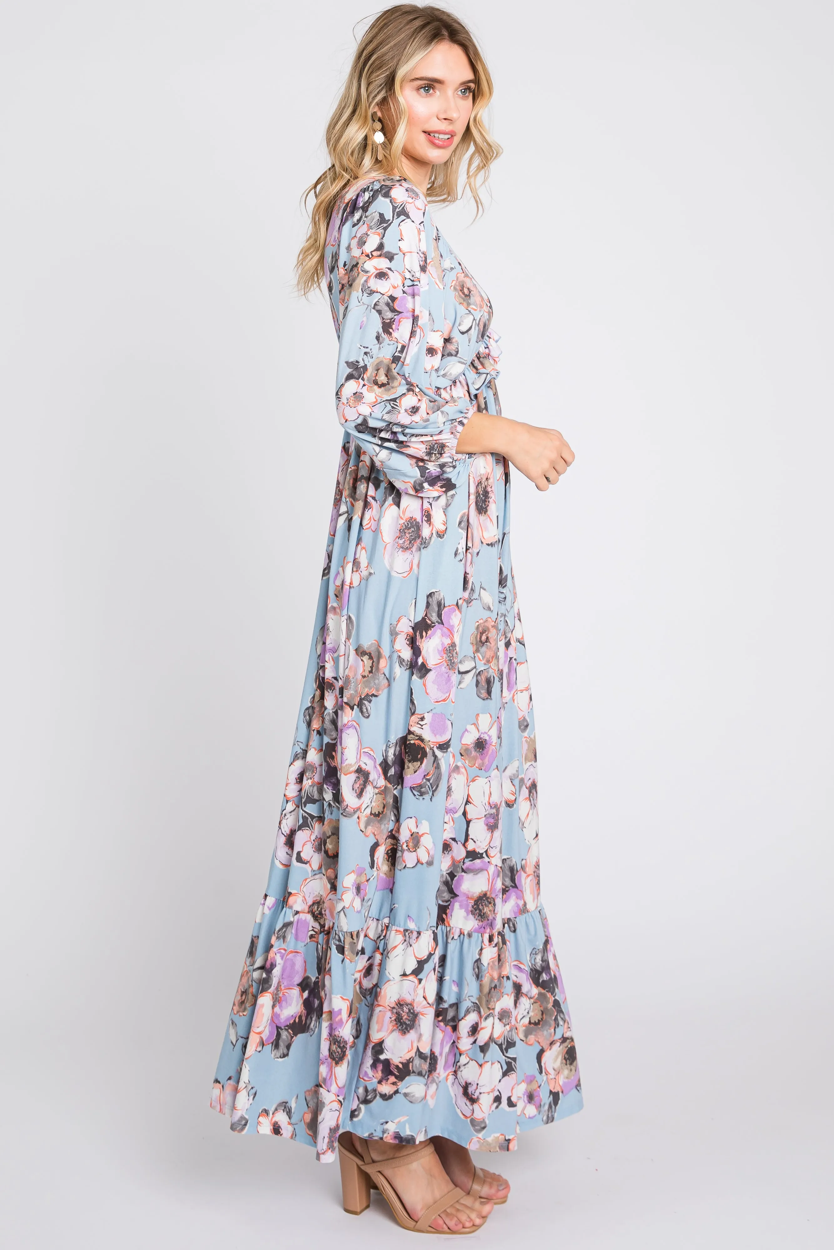 Light Blue Ruffle Accent Maxi Dress sold by Pinkblush product image thumbnail 2