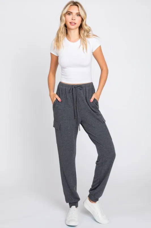 Charcoal Cargo Maternity Lounge Pants sold by Pinkblush