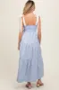 Light Blue Contrast Shoulder Straps Maternity Maxi Dress sold by Pinkblush