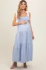 Light Blue Contrast Shoulder Straps Maternity Maxi Dress sold by Pinkblush