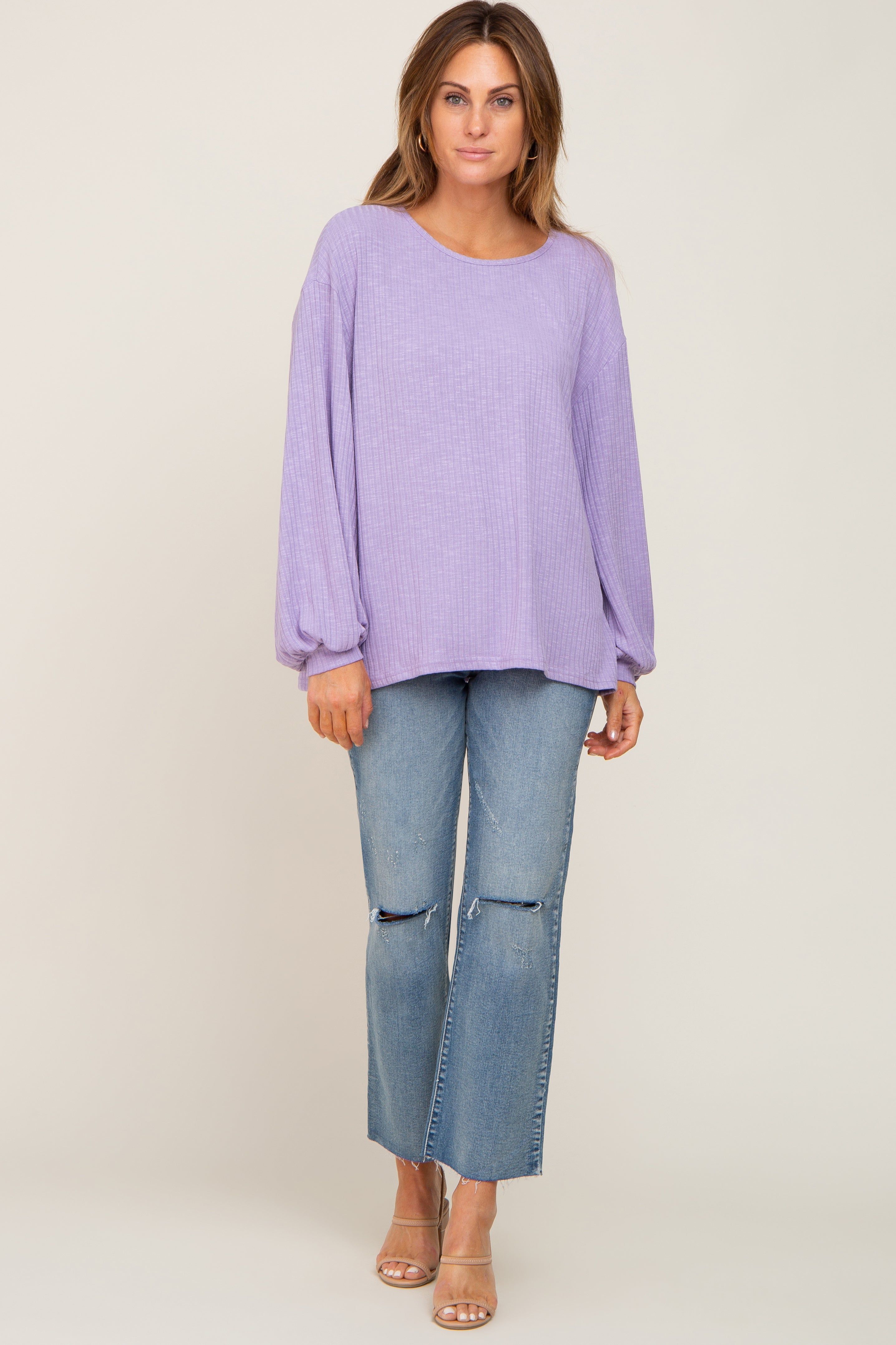 Lavender Ribbed Long Sleeve Top sold by Pinkblush product image thumbnail 4