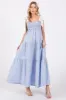 Light Blue Contrast Shoulder Straps Maternity Maxi Dress sold by Pinkblush
