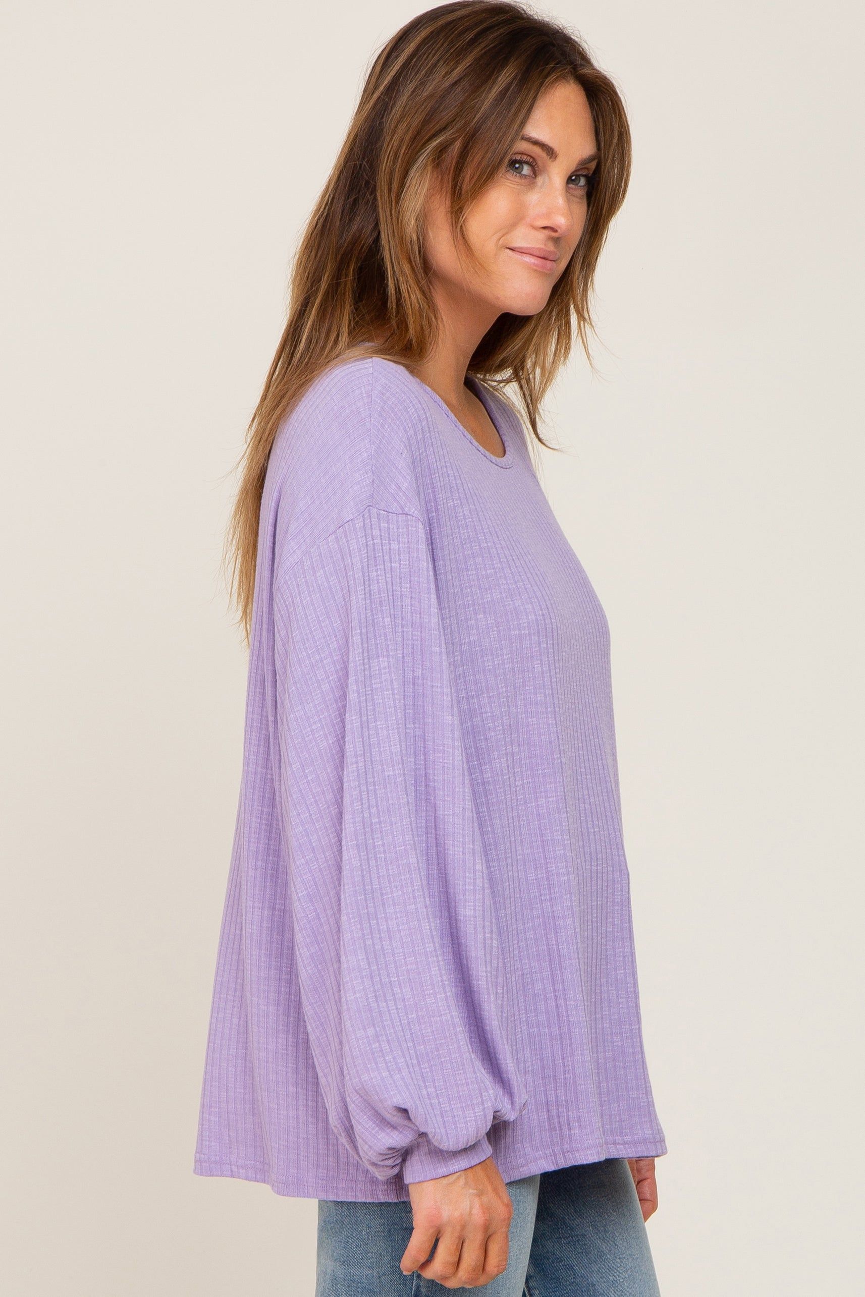 Lavender Ribbed Long Sleeve Top sold by Pinkblush product image thumbnail 2