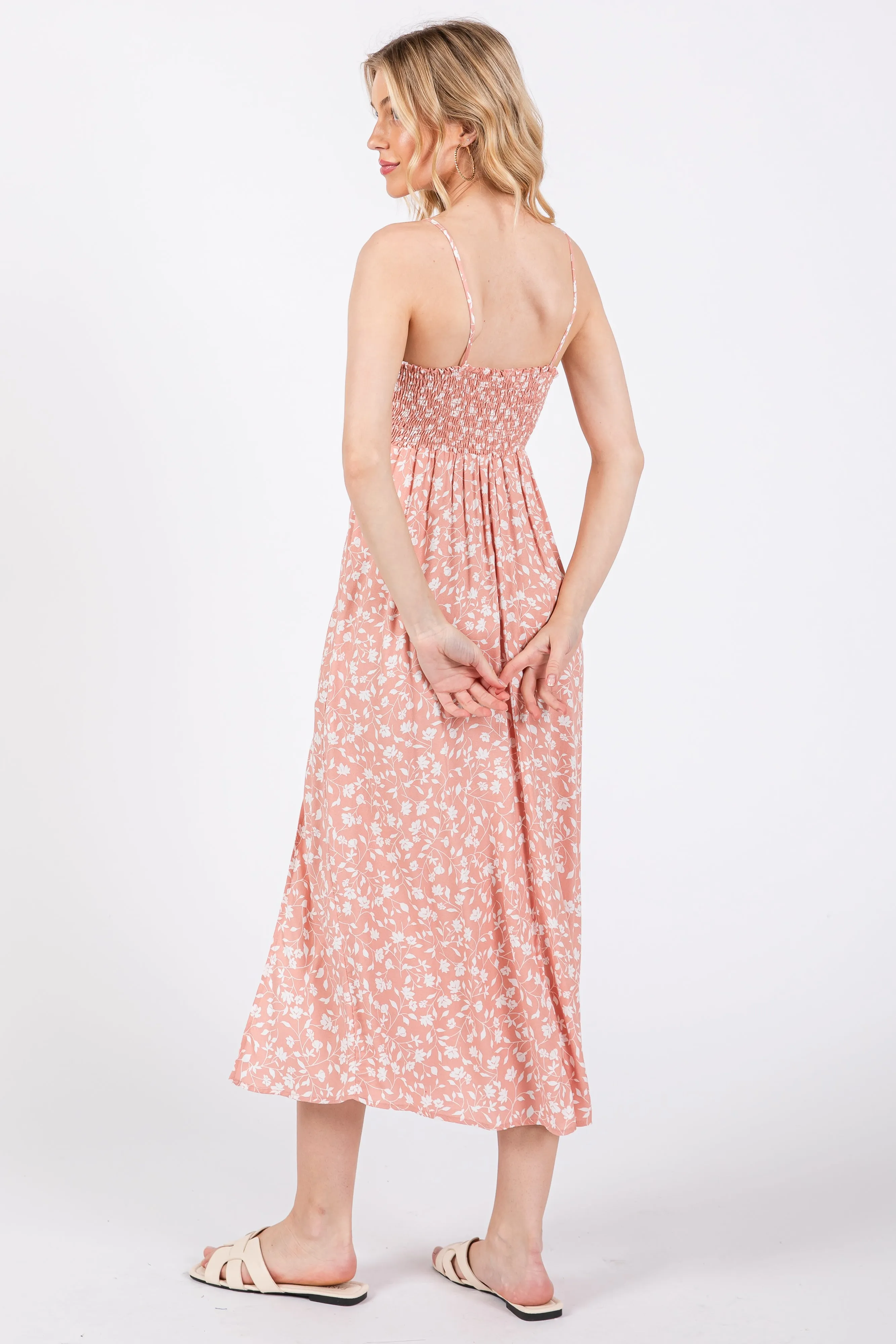 Pink Floral Side Slit Midi Dress sold by Pinkblush product image thumbnail 3