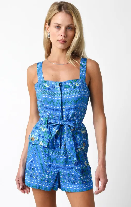 Blue Multi Printed Romper sold by Pinkblush