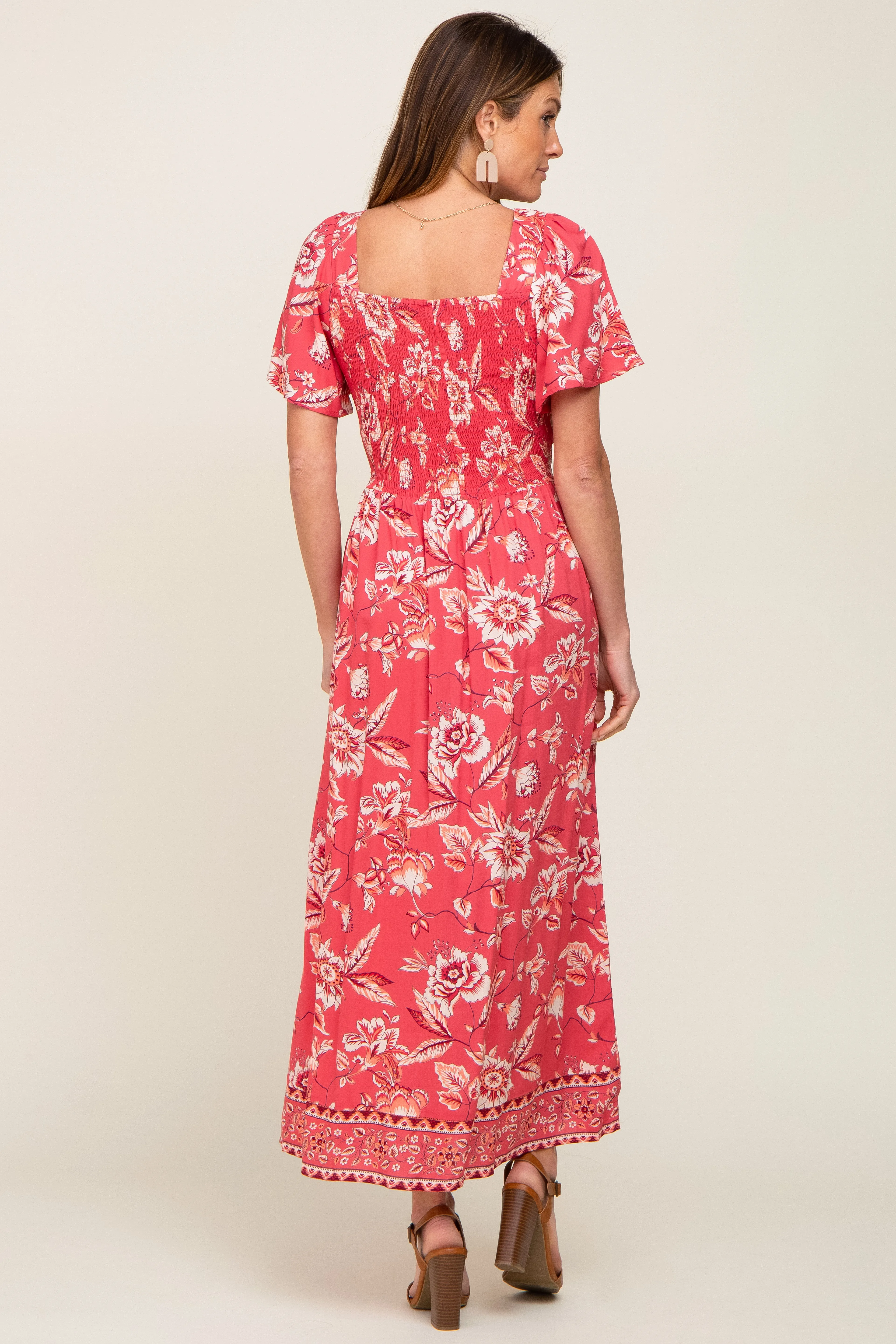 Magenta Floral Front Twist Maxi Dress sold by Pinkblush product image thumbnail 3