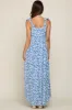 Light Blue Floral Smocked Shoulder Tie Maternity Maxi Dress sold by Pinkblush