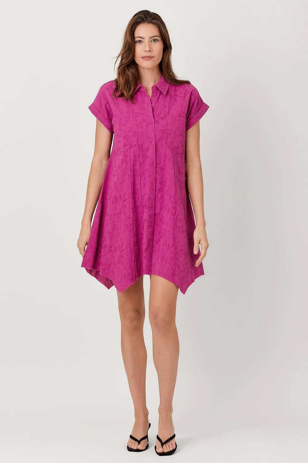 Fuchsia Floral Textured Dress sold by Pinkblush product image thumbnail 4