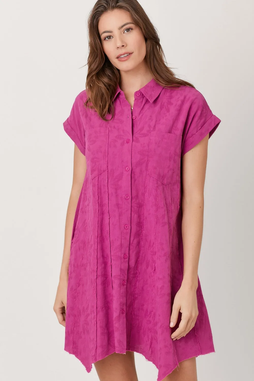 Fuchsia Floral Textured Dress sold by Pinkblush