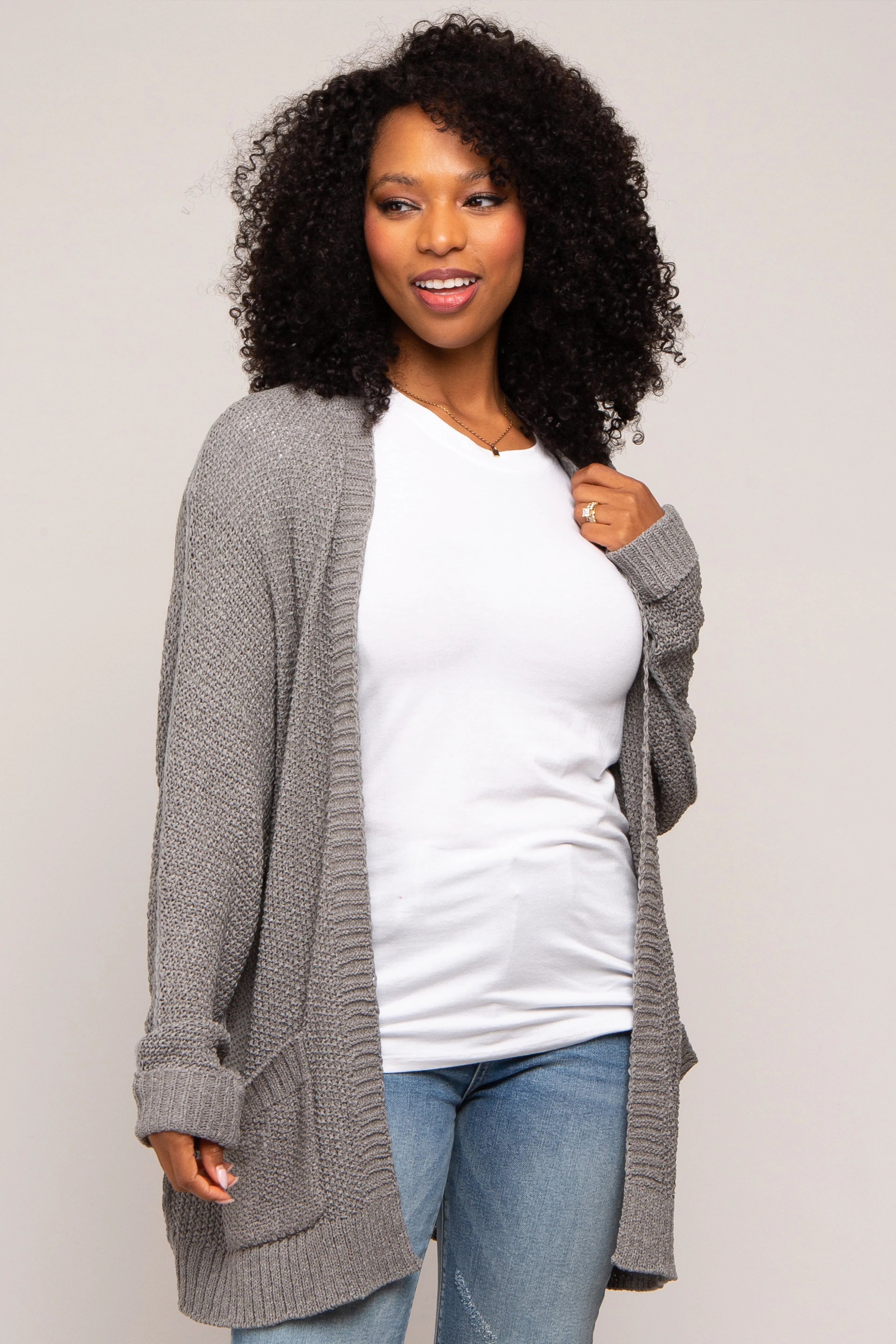 Heather Grey Cuff Sleeve Maternity Cardigan sold by Pinkblush product image thumbnail 5