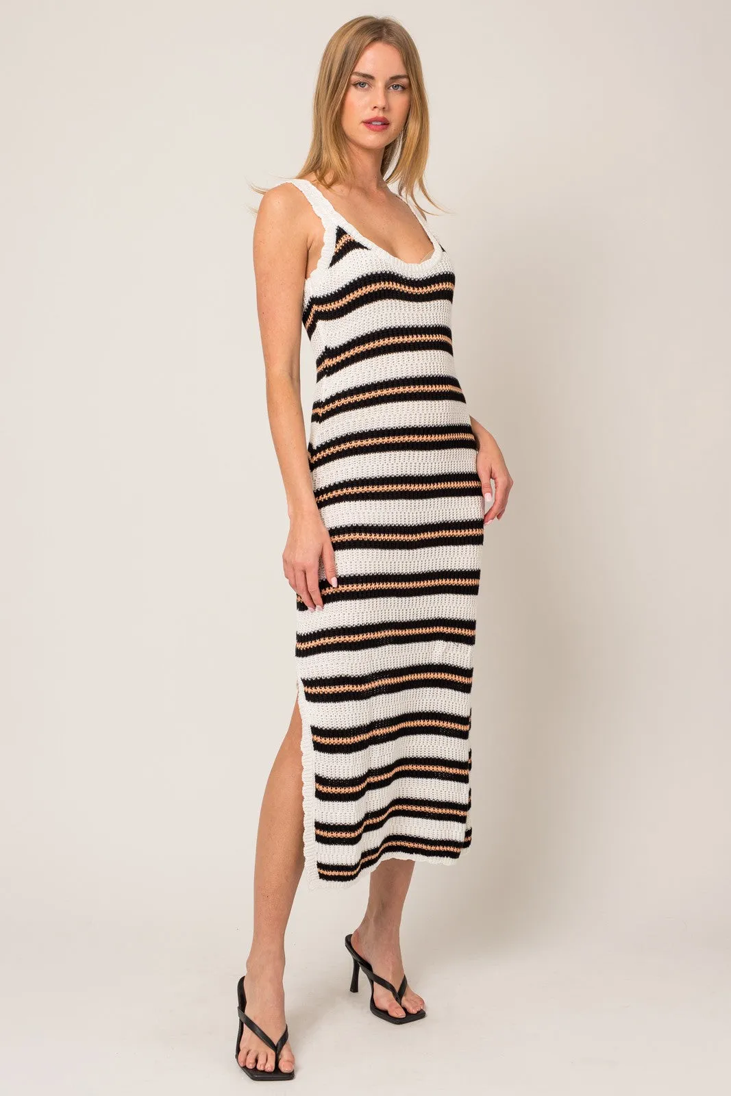 Ivory Stripe Crochet Maxi Dress sold by Pinkblush product image thumbnail 2