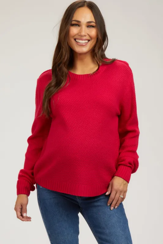Magenta Knit Pullover Maternity Sweater sold by Pinkblush