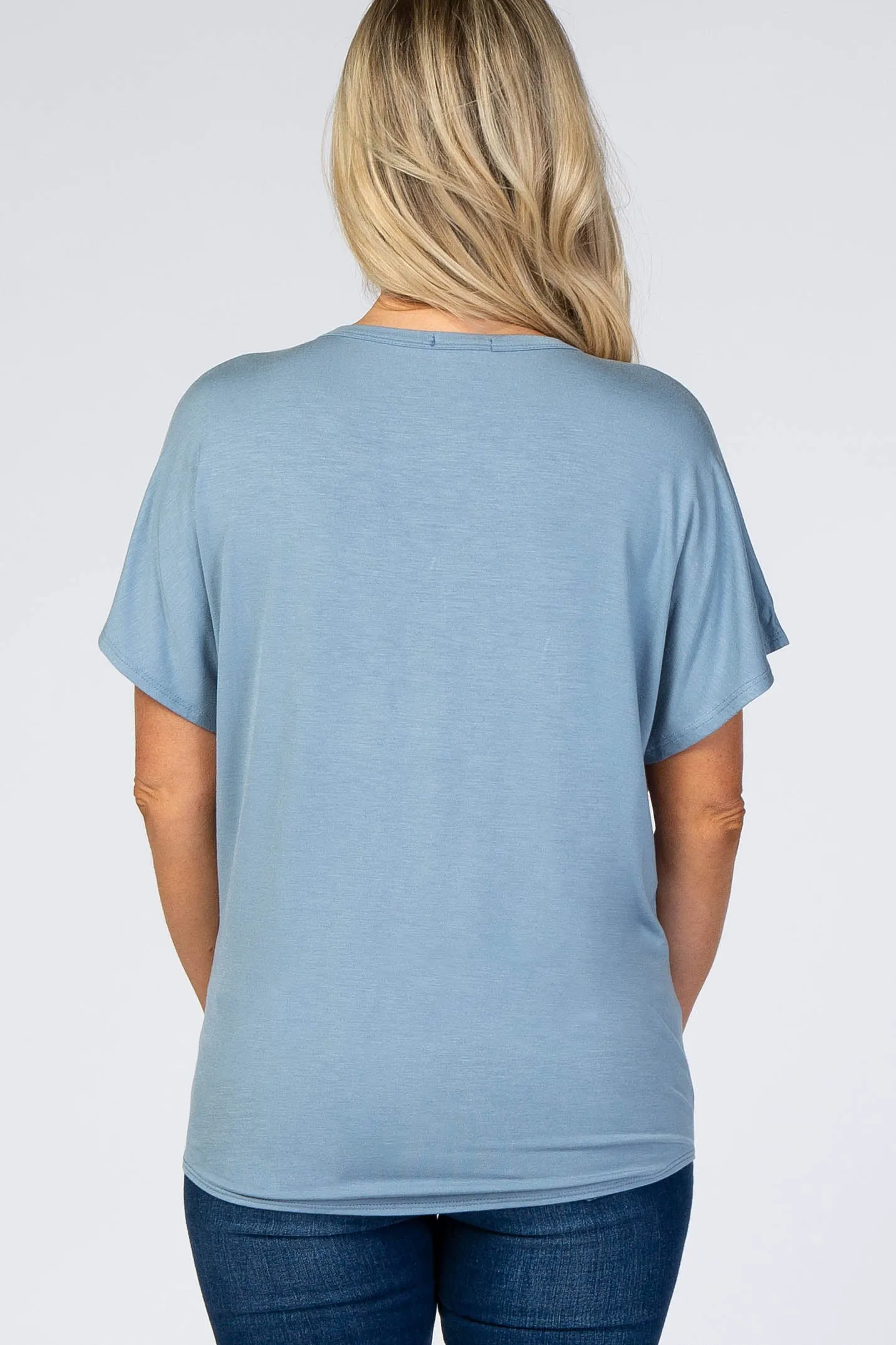 Light Blue Tie Front Short Sleeve Maternity Top sold by Pinkblush product image thumbnail 3