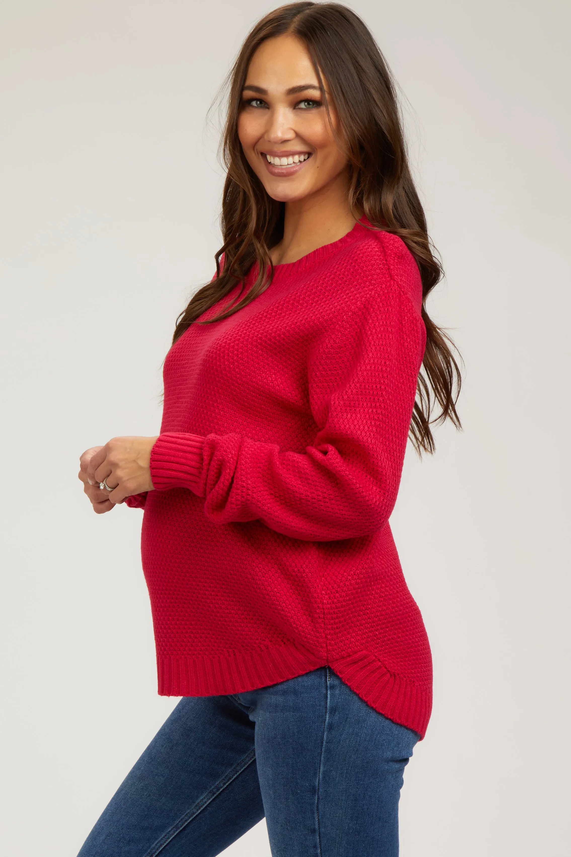 Magenta Knit Pullover Maternity Sweater sold by Pinkblush product image thumbnail 2