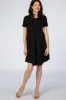 Black Short Sleeve Front Pleat Maternity Dress sold by Pinkblush