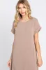 Mocha Ribbed Short Sleeve Midi Dress sold by Pinkblush